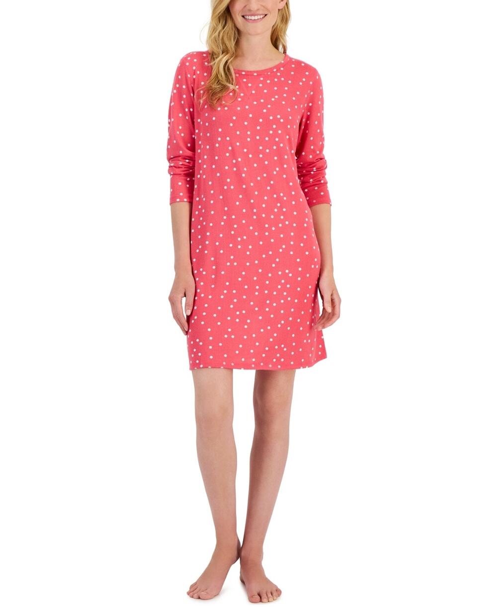 Charter Club Intimates Polka Dot Long Sleeve Night Dress Size S Small NWT Pink